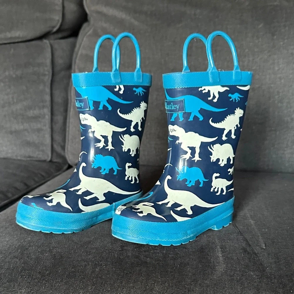 Hatley Blue Dinosaur Pattern Rain Boots
